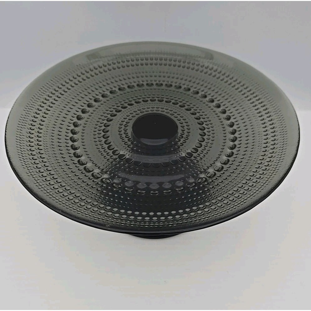 FORTESSA JUPITER‎ COLLECTION CLEAR BLACK TEXTURED GLASS CAKE STAND 8" x 4."
